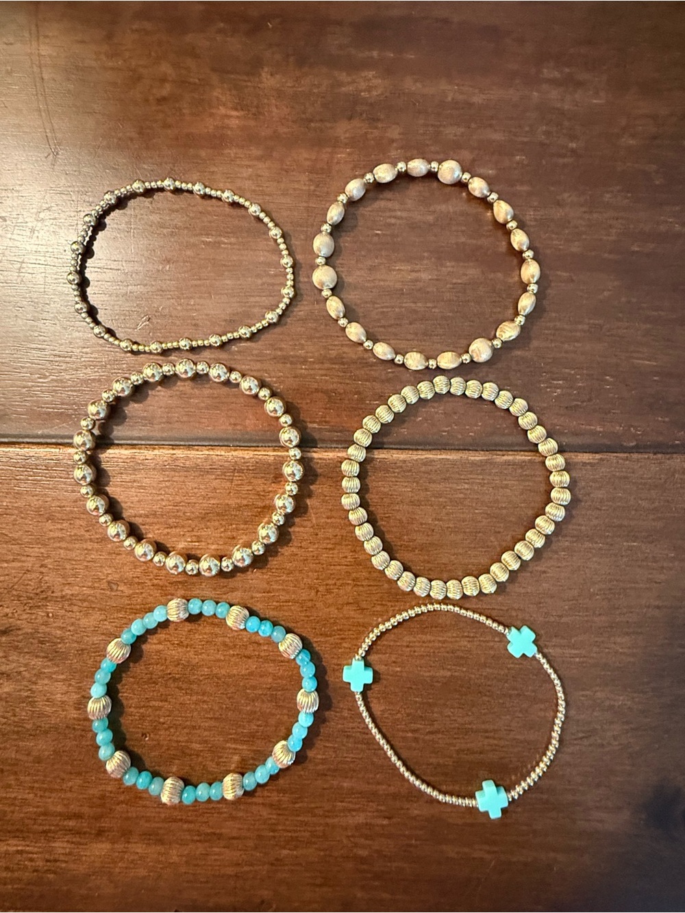 e newton gold and turquoise stack- Women's Jewelry
